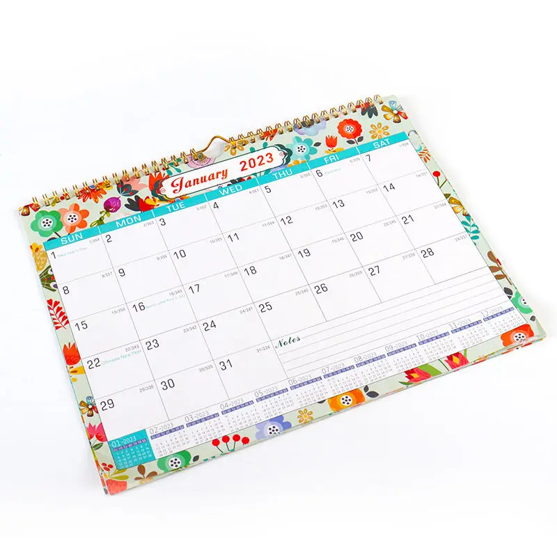 Newest 2023 2024 English Calendar Home Office Calendar Wall Hanging Calendar Monthly Planning Spiral Binding Different Design