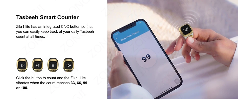 Iqibla Zikr Lite Smart Tasbih Tally Digital Counter For Muslims Tasbeeh