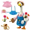 Exclusive design-5-piece gardening pink-grid watering can set