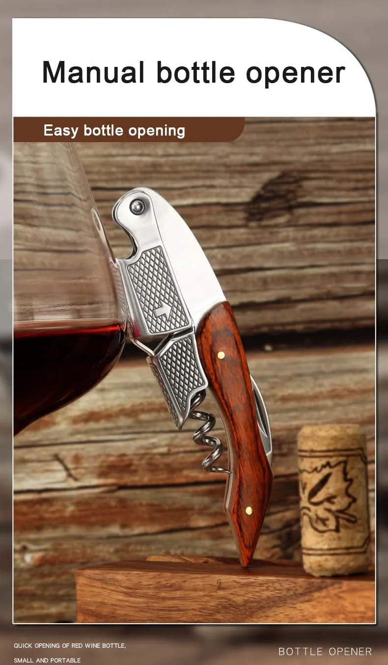 Factory Outlet Wine Bottle Opener Set Wood Design Corkscrew at Wholesale Price