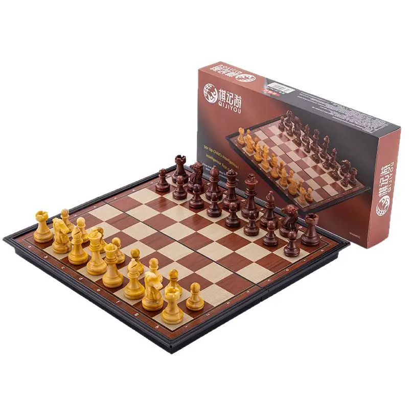 European American Cross-border High-end Magnetic Foldable Set With Wood Grain Black And White Pieces Suitable For Chess_voghion.com