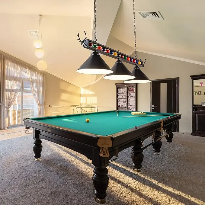 Cueelf Pool Table Light 4 Light Billiard Light for Over Pool Table Hanging Ceiling Fixture with Lamp Shade
