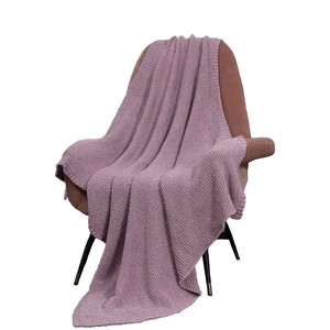 Super Soft Textured Solid Decorative Throw Blanket Lightweight Knitted Blanket for Bed and Sofa