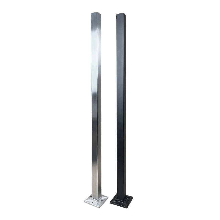 Square Series Floor Mounted 40 * 40mm Stain Finished Stainless Steel Metal Balustrade Stair Parts Posts