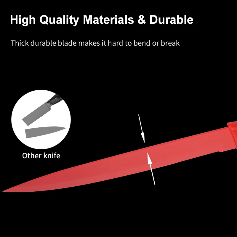 High Quality Cooking Knife Stainless Steel 10 PCS Non-stick Coated Kitchen Knife Set with Plastic Sheath