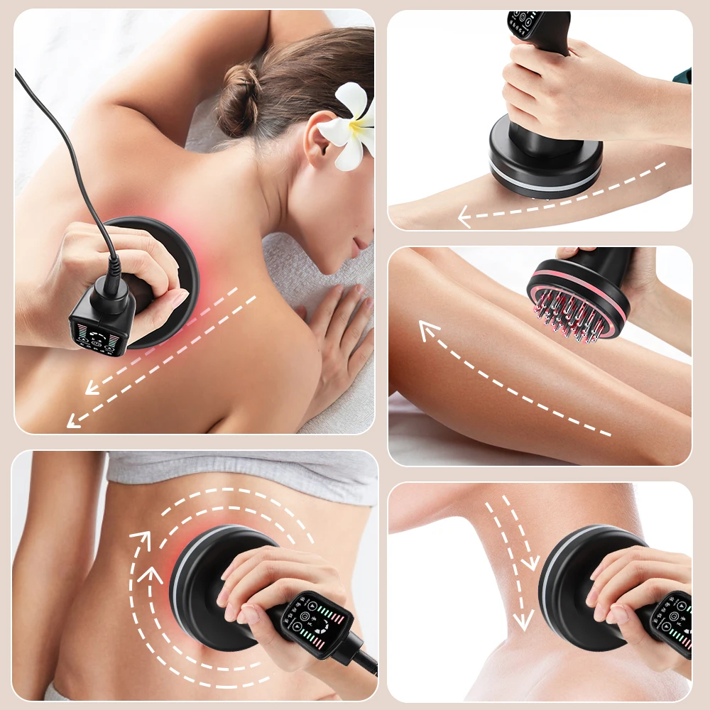 Handheld Electric Guasha Whole Body Scraping Massager Micro Current Hyperthermia Vibration Meridian Brush