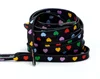 Colorful hearts on black background