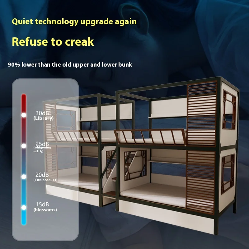 Multifunctional Dormitory Bed Single Loft Bed Metal Bunk Bed with Wardrobe Cloakroom for School