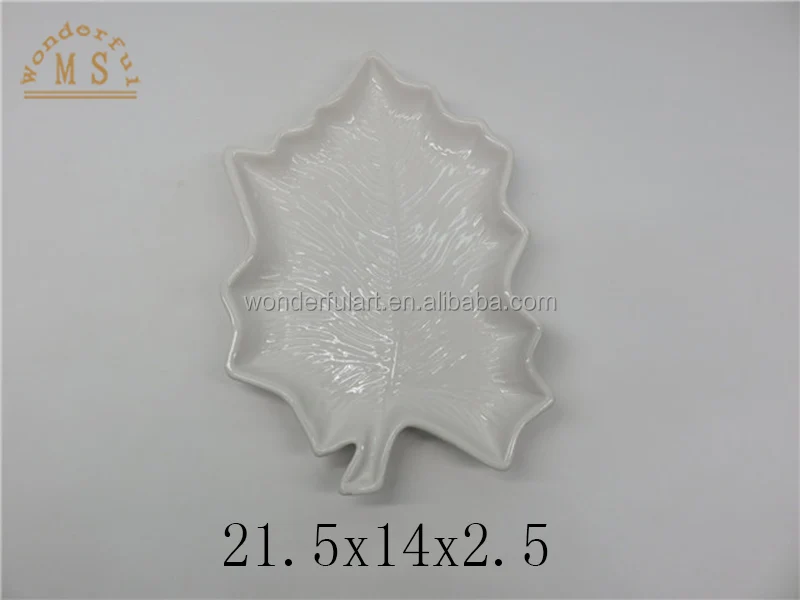 High Quality Leaf Shape Plate Irregular White Porcelain Dinner Plate Dish Tray Platter Tableware for Home Restaurant