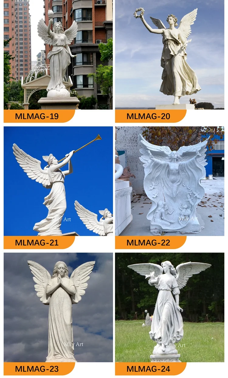 Custom Made Life Size Angel Sculpture Standing White Marble Male Angel ...