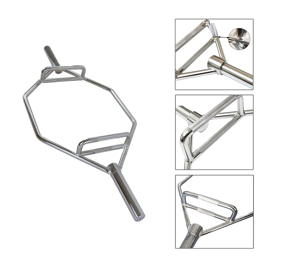 Dead Lifting Shrug Training Barbell Bar Standard Secure Grip Chrome Hex
