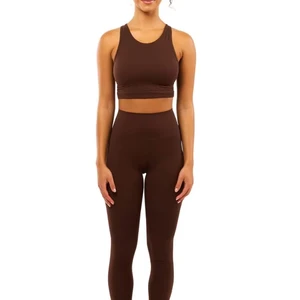 Private Label 2-Piece Yoga Set: I-Shape Sport Vest & Butt Lifting High-Waisted Leggings Fitness Apparel for Pilates, Gym