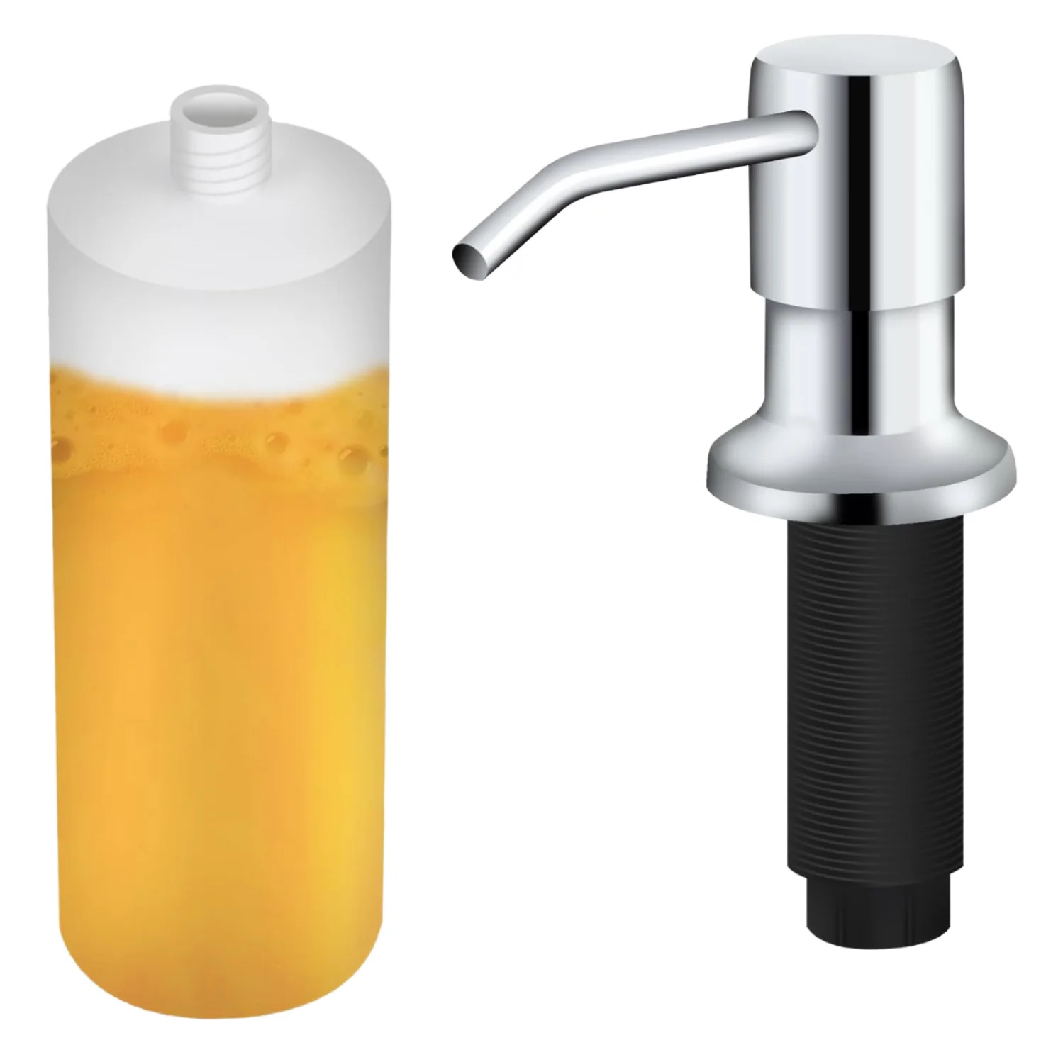Hot Sale Stainless Steel Kitchen Sink Liquid Soap Dispenser Chrome Convenient Extender Refillable Dishwashing Detergent Bottle
