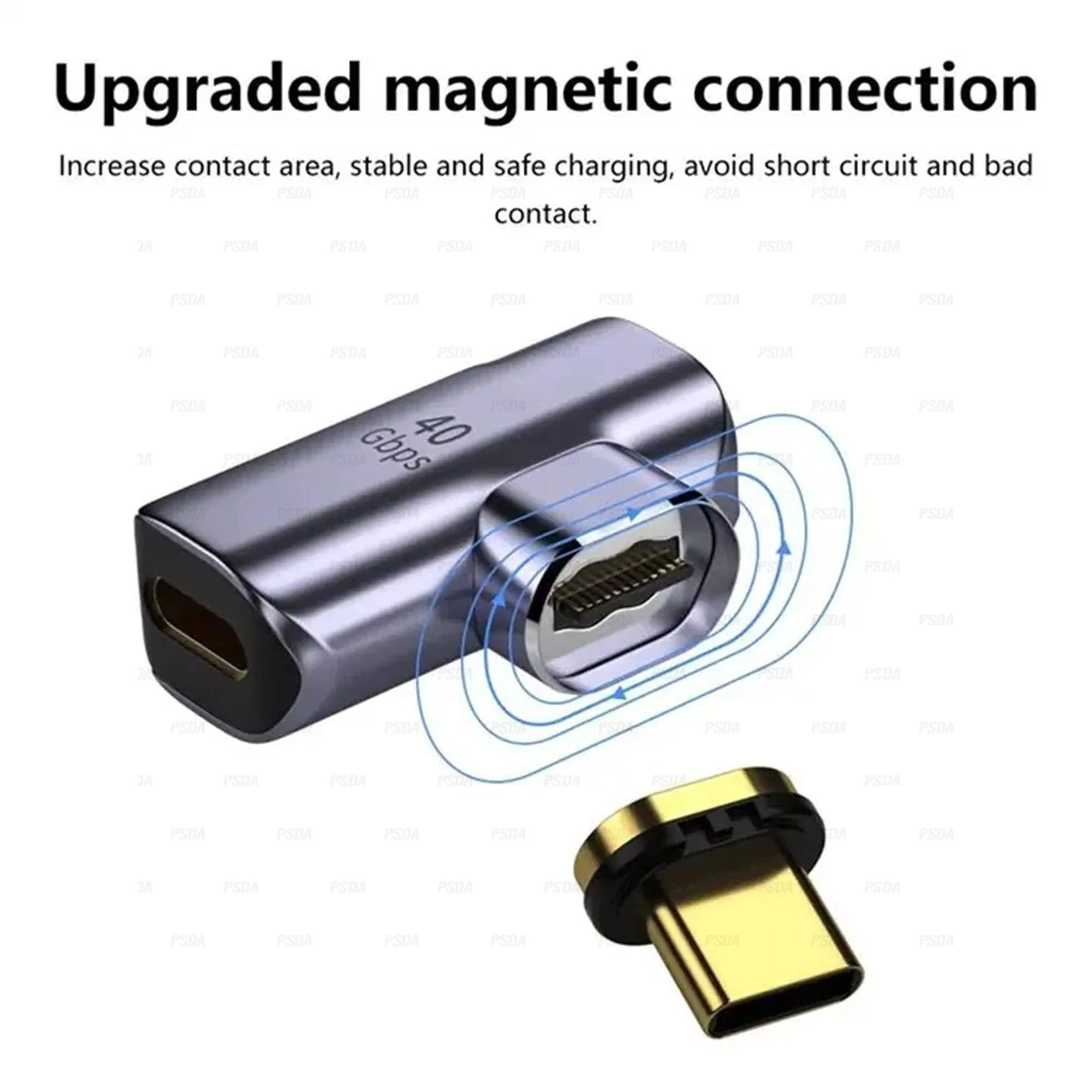 PSDA 100W Magnetic USB Type-C OTG Adapter 40Gbps Thunderbolt Fast Charging Converter USB 3.0 Fash Driver Hub for Macbook Phone