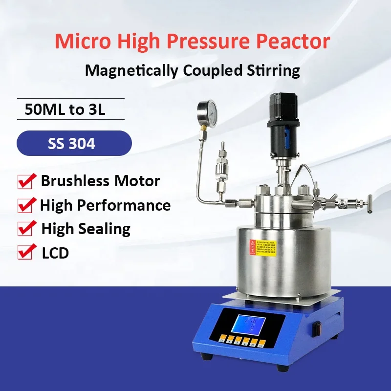 Easy Operation Reactor Micro Reactor Laboratorio 100 ml 500 ml 600ml Stainless Steel Ptfe Lined Stirred High Pressure Autoclave