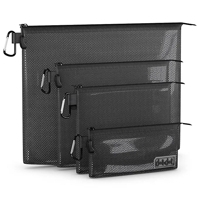 Custom Size Black Zipper Bag Mesh Cosmetic Pouches With Climbing Hooks Buy Mesh Cosmetic Bag