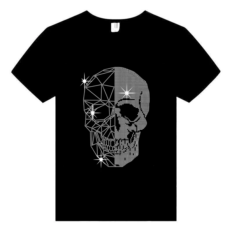 Skull Rhinestone Transfer Design - Custom Hotfix Style