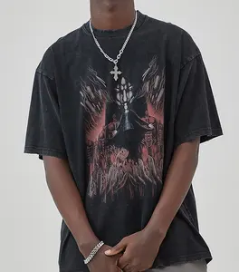 High Version New Style Brand Fashion Designer Men's Trendy Oversized Knitted Printed T-Shirt Casual Sports 100% Cotton