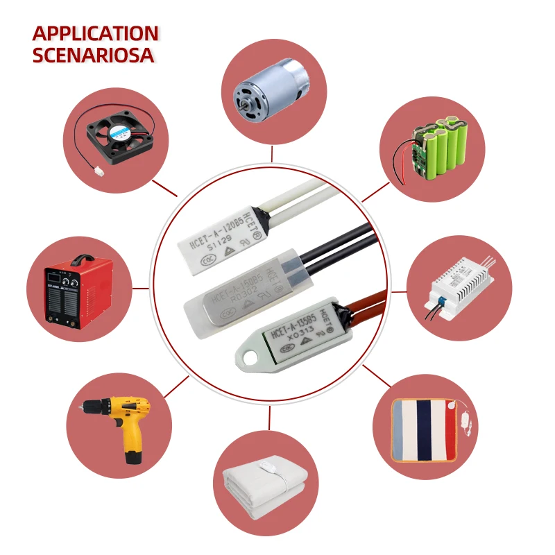 HCET-A Series TB05 KSD9700 Bimetal Thermal Switch Electric Power Motor Thermal Protectors Temperature Switch for Battery Pack