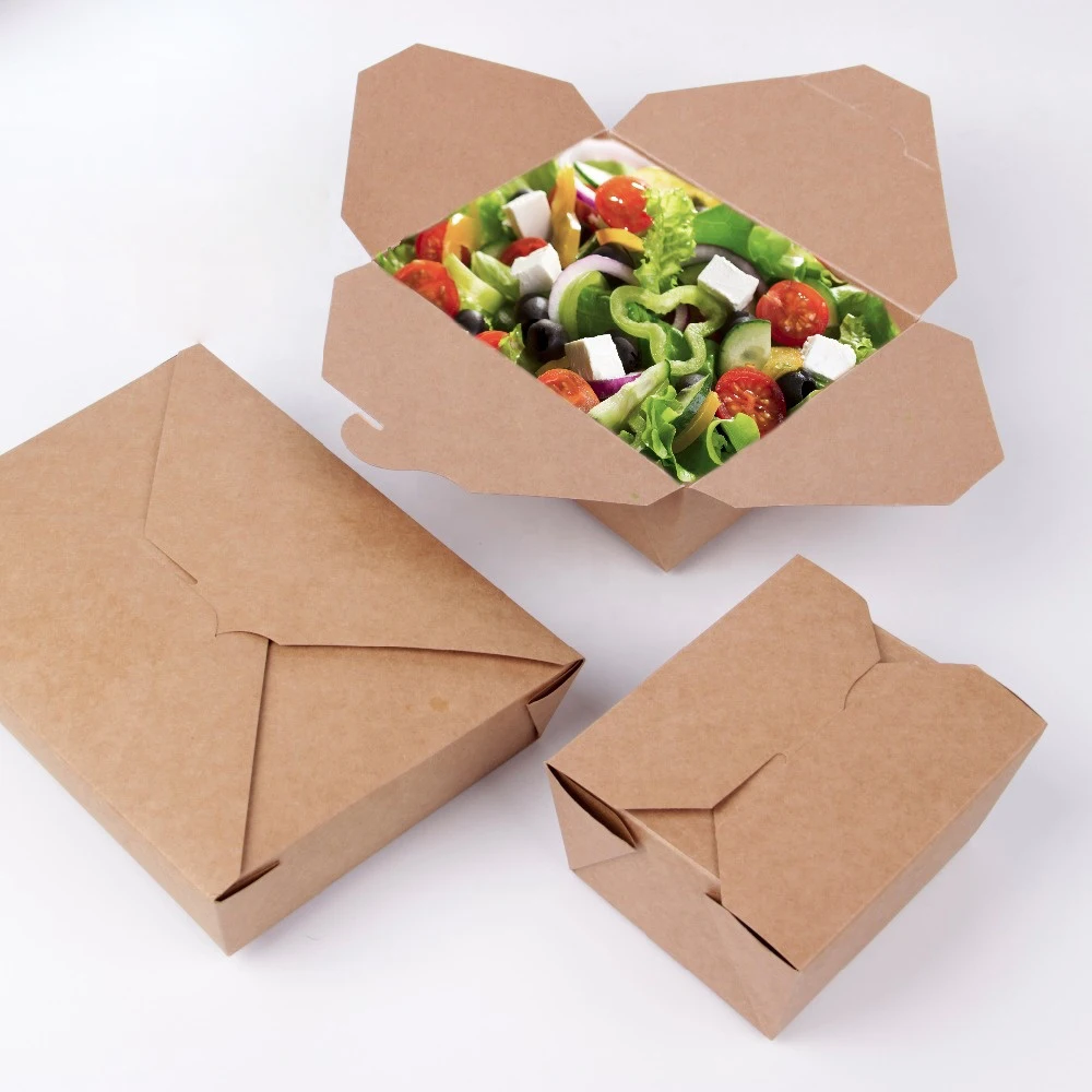 Disposable Packaging Takeaway Box Fast Food Box Rectangular Kraft Paper Fried Chicken Box Paper Bowls and Cups Custom Printing manufacture