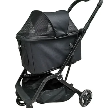 Foldable dog cart four wheeled dog cart lightweight pet backpack one handed pet stroller for travel