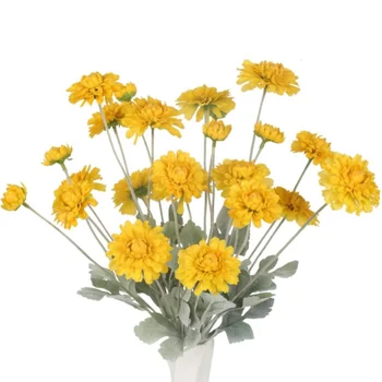 Artificial Dahlias Yellow Silk Flowers Dahlia Flowers for DIY Wedding Party Home Office Table Vase Centrepiece Decoration