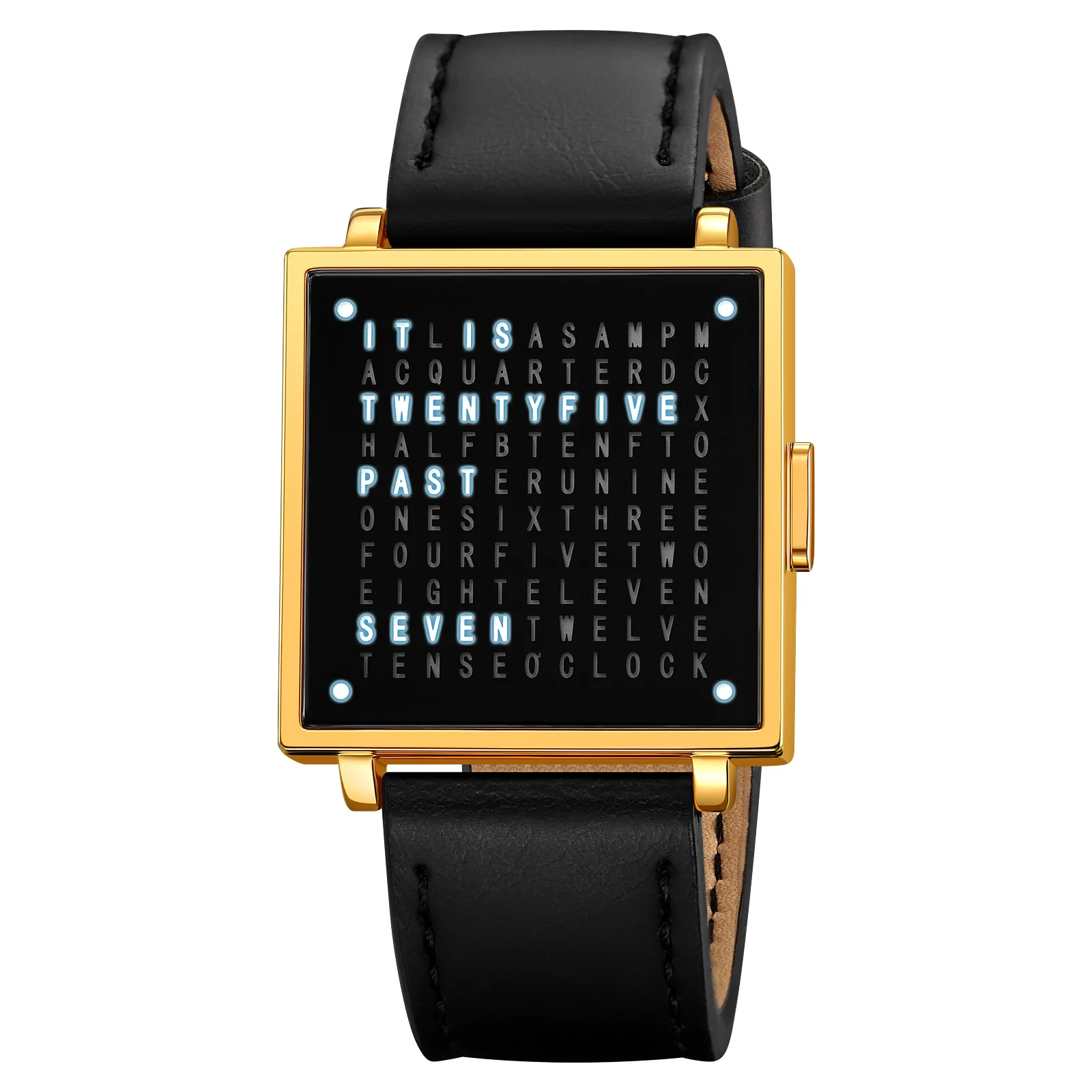 Watch Qlocktwo Batterie QLOCKTWO Earth 45 Brushed Stainless Steel