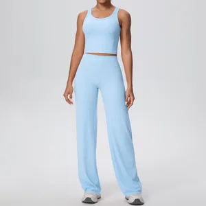 Naked Feeling High Waist Slim Hip Straight Pants Quick-Drying Fitness Suit for Outdoor Running Solid Yoga Sports Back Suit