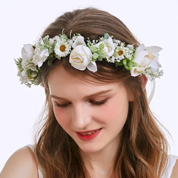 White Flower Crown - FC888 Hera Wedding Hair Garland