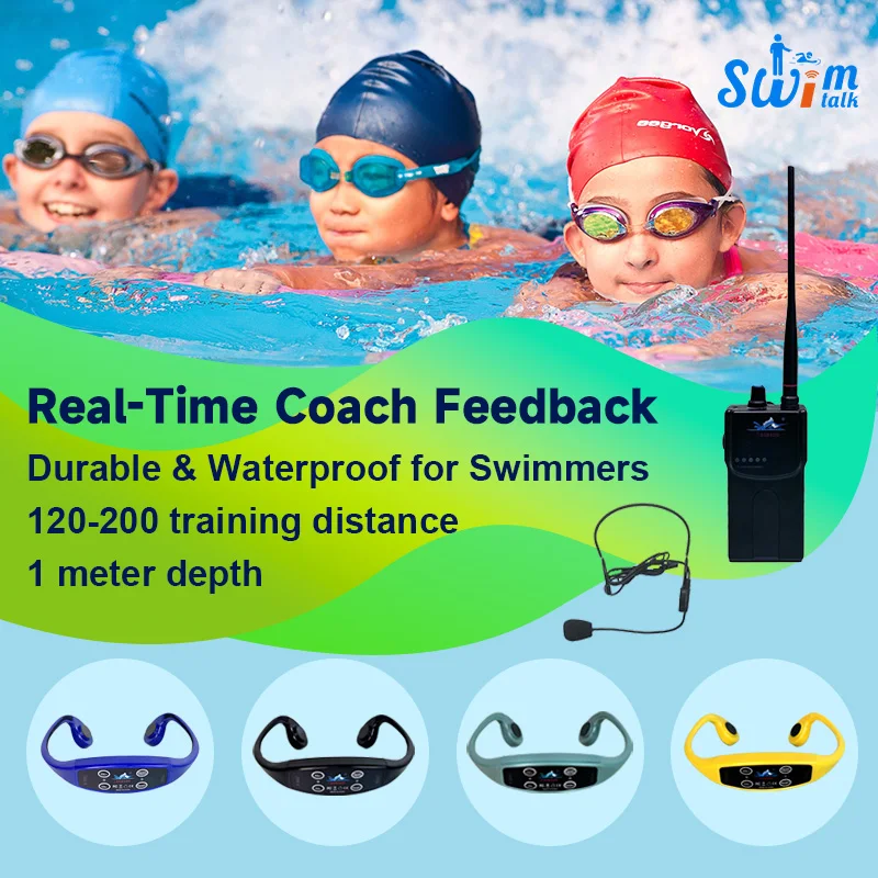Bone Conduction Headset with Digital Display Battery Indicator for Swimming Work and Communication Comes with Transmitter