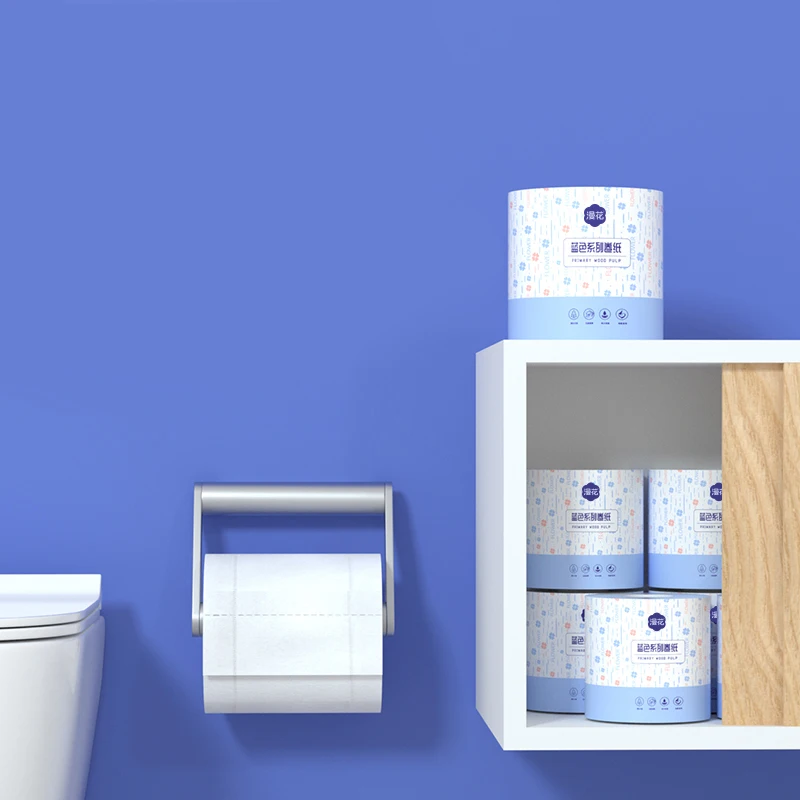5 Ply 100% Wood Pulp Toilet Paper Tissue Roll Hot Sale 6/12/24 Rolls Embossed Biodegradable Butt Wipes