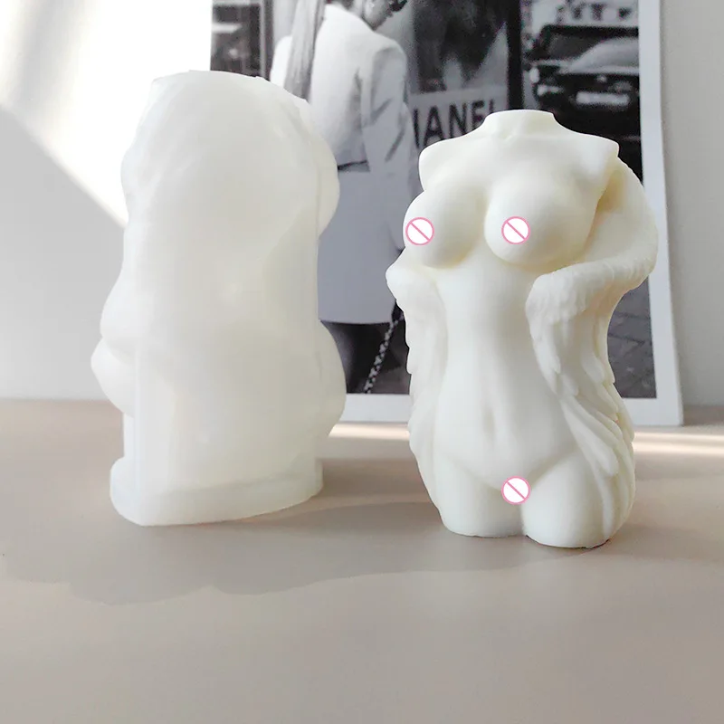 Dm540 Human Naked Body Wings Shaped Silicone Candle Molds Diy Men And