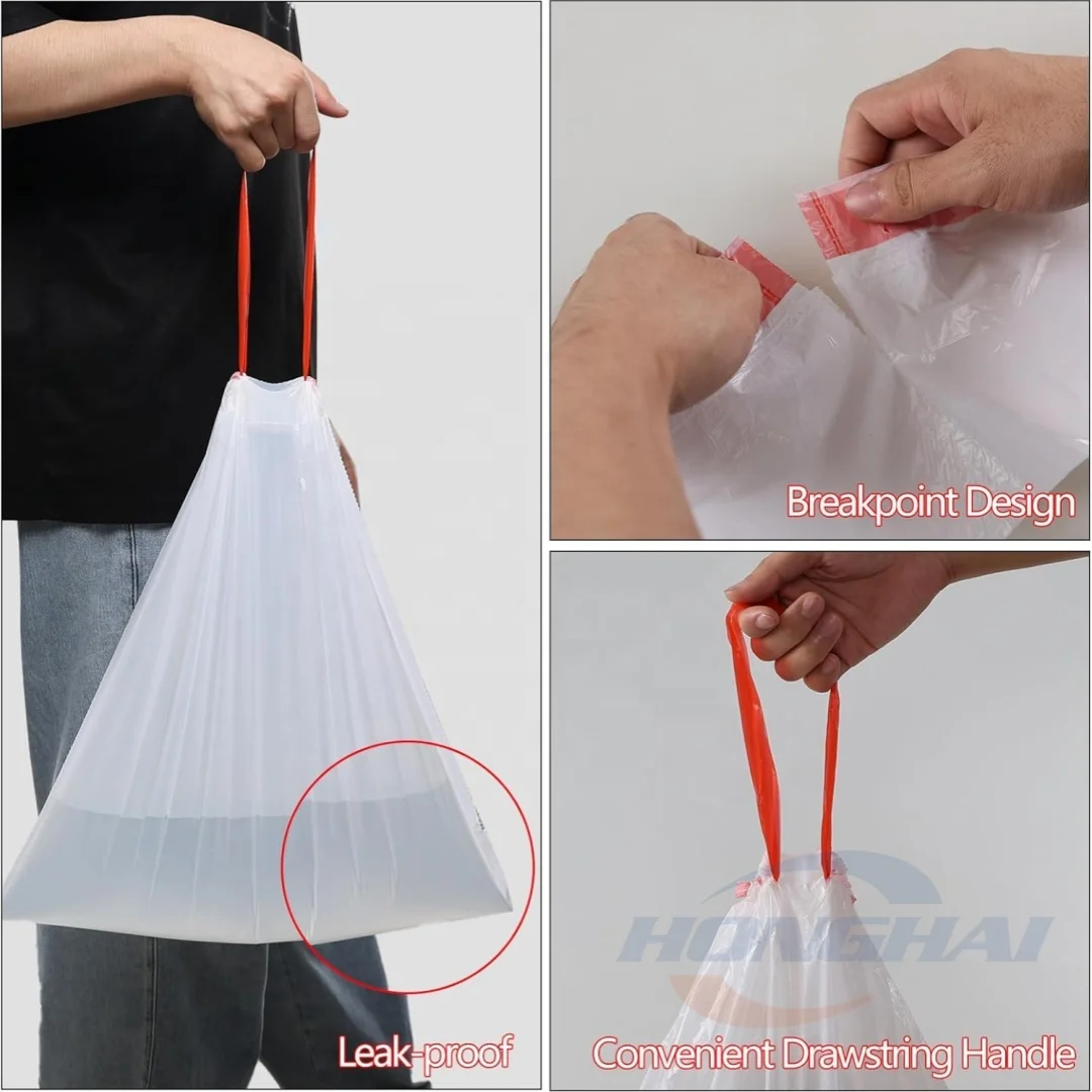 Gallon Drawstring Garbage Bag Factory Price,White Kitchen Trash