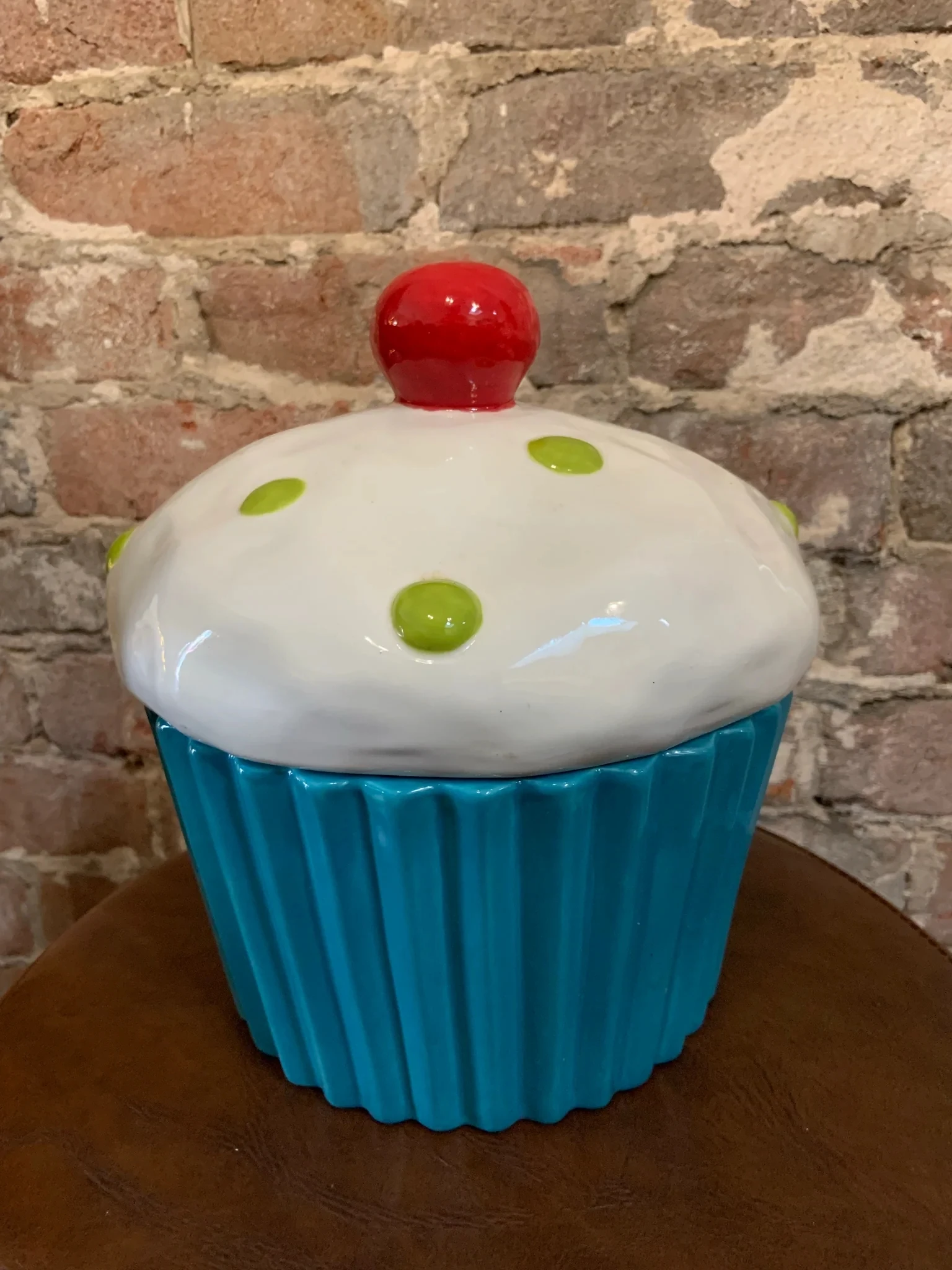 Lovely Ceramic Cupcake Cookie Jar - Hand Painted & Durable