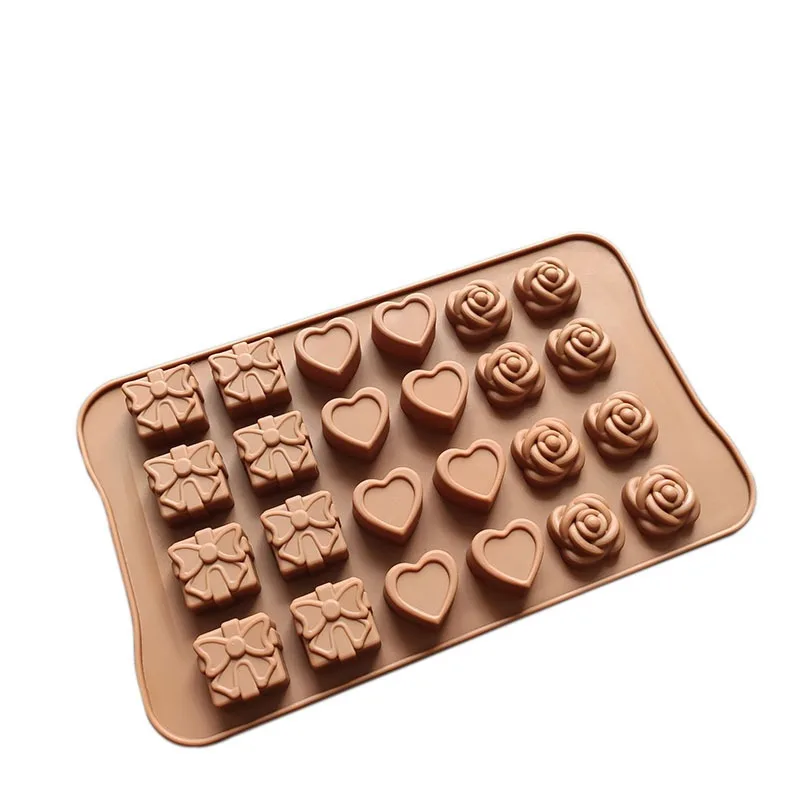 Eco-Friendly Heart-Shape Silicone Chocolate Mold Ice Cube Tray Cake Silicone Mold Rectangle Rose Gift Box