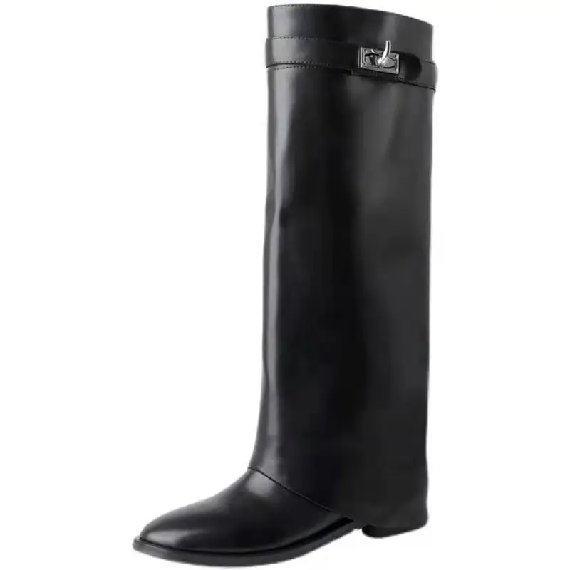 designer black wedge boots