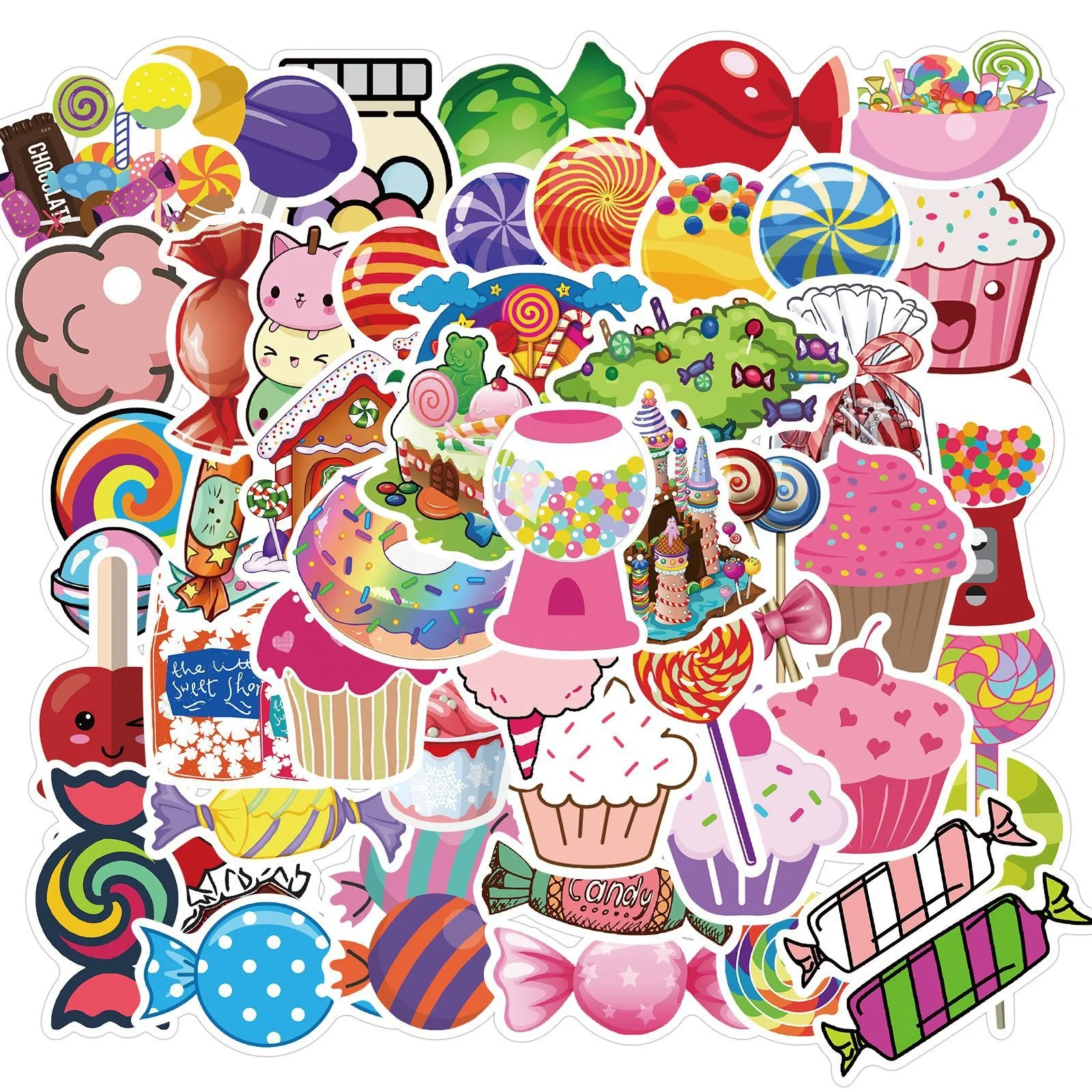 50pcs colorful cute suger candy decor sticker for