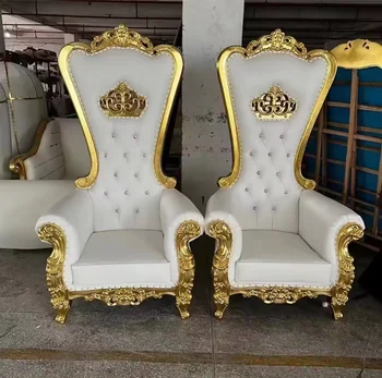 High Back King And Queen Throne Chairs Gold Luxury Royal Wedding Event Hotel Sofa Throne Chairs For Rental