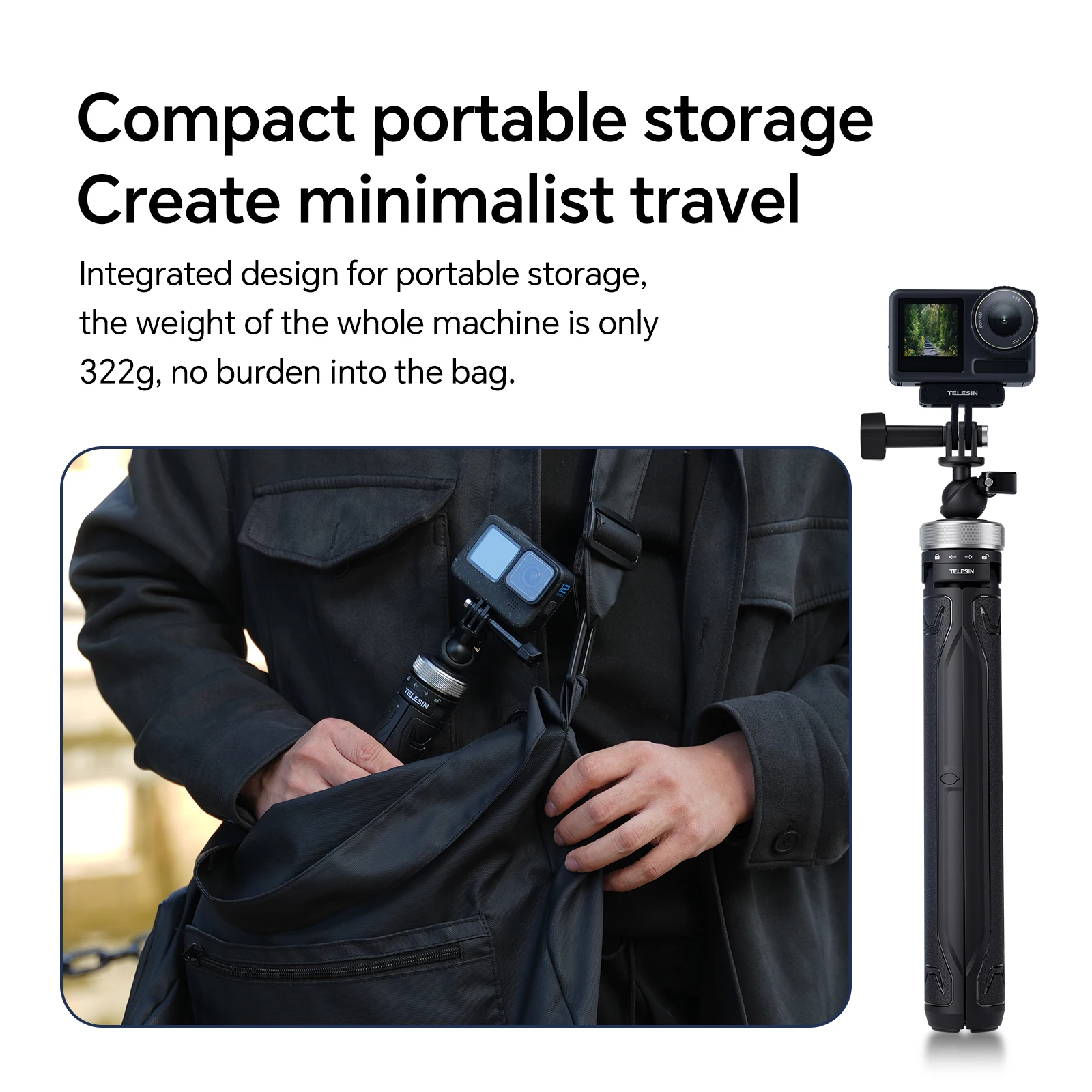 Telesin Universal Selfie Stick Perfect for Go Pro DJI - Main Image