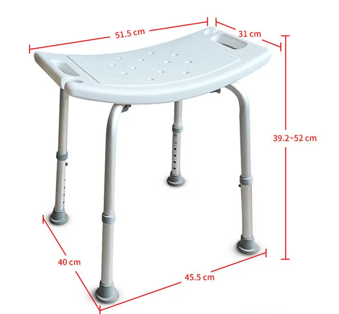 Height Adjustable Chair Shower Aluminum Legs Tool Free Antislip Shower
