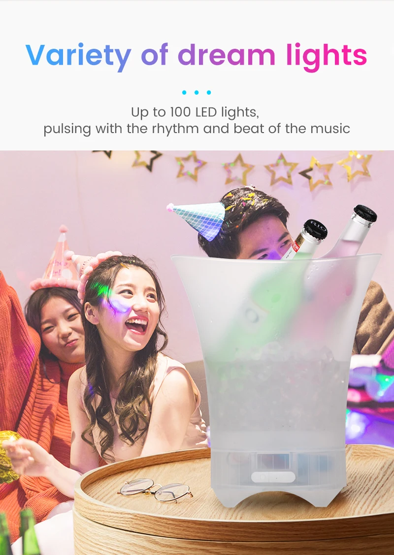 LED ice bucket Foldable Illuminated Ice Bucket with speaker Wireless Player Ice Stereo Speaker for Bar X3