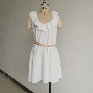 2026 Beach Casual Dress Large Lapel Loose Apron Silhouette Breathable Washable Solid Pattern Knee-length Woven Digital Printing