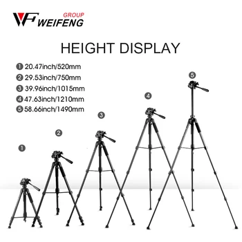 WF-520 Camera Tripod Lightweight Tripod for Camera with 3-way Pan Head Aluminum  Black product image