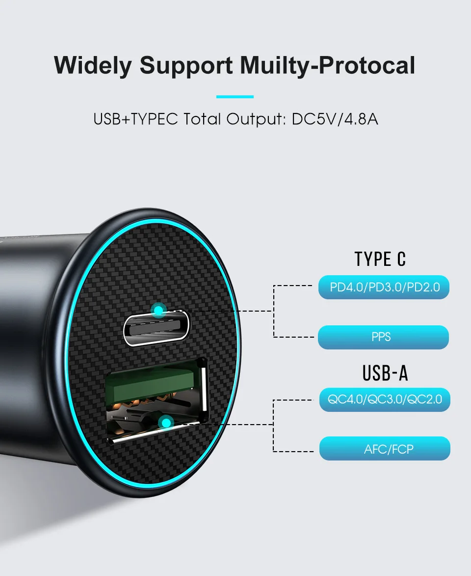 60W anker type-c mini qc 3.0 usb c car charger fast charging phone usb cellphone adapter pd mobile in-car phone charger car