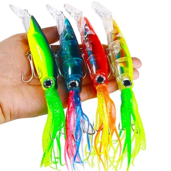 14CM-40G Saltwater Fishing Lure Hard Plastic Octopus Skirt Trolling Lure with Long Skirt Jigs – Metal Jig – view 4