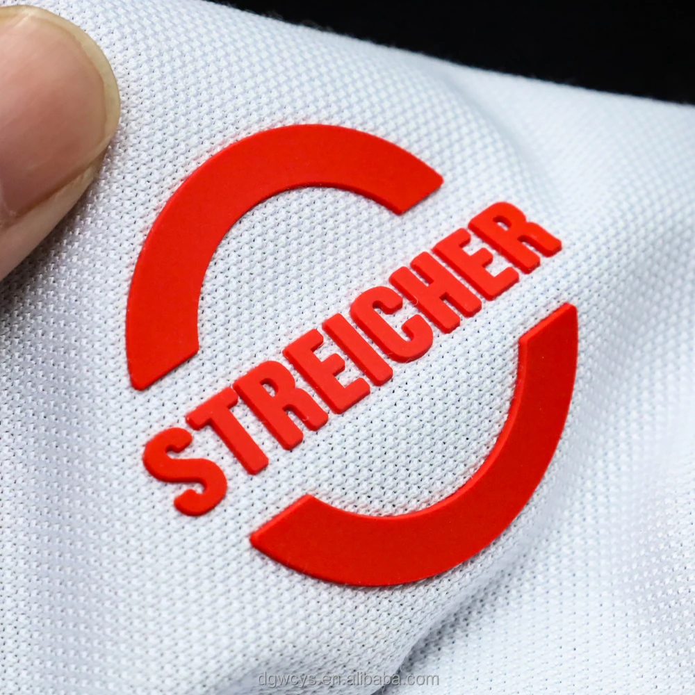Factory Screen Print Garment Labels Maker Custom Rubber 3D Raised Logo Silicone Heat Transfer Stickers for T Shirt