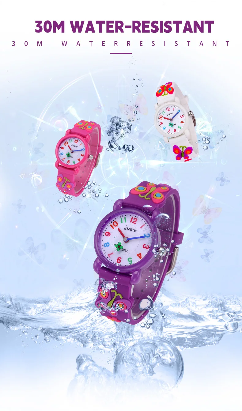 JNEW Quartz Watch Bling Waterproof Children Girls Watches Kids