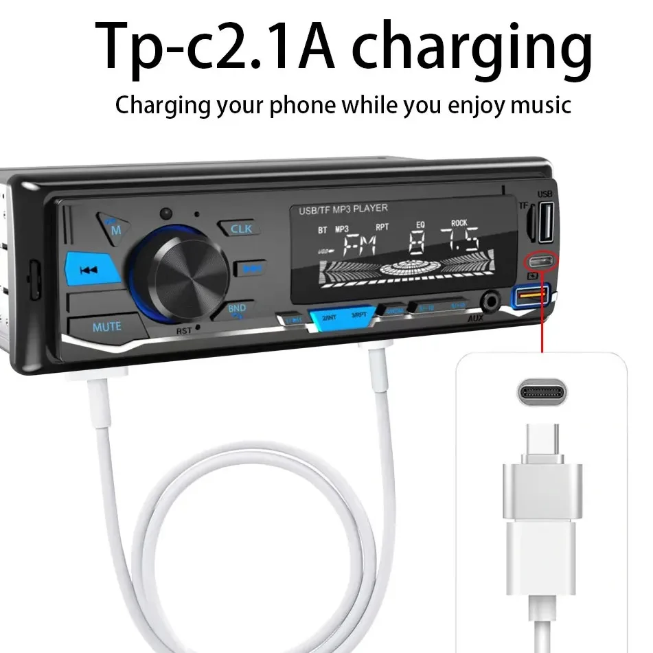2usb Type C Fast Charging Hands Free Car Amplifier Stereo With Bt Mp3