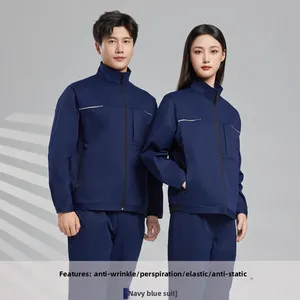 Factory Supply Industrial Waterproof Breathable Elastic Anti-wrinkle Static Work Clothes Construction Overalls Workwear
