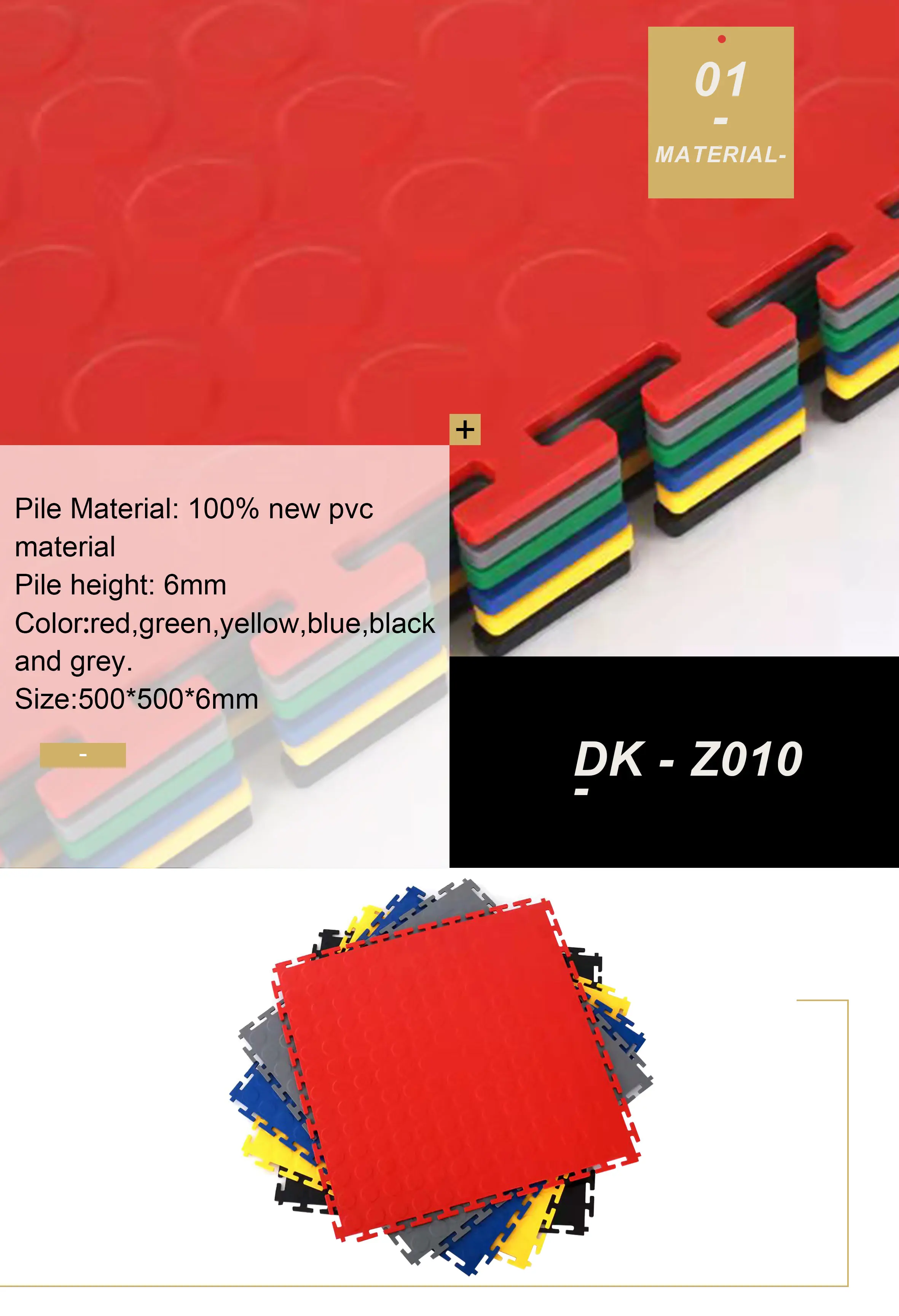 Plastic Modular Interlocking Garage Floor Tiles Colorful Heavy Duty Motorcycle Pit Mat Oil Proof Workshop Flooring